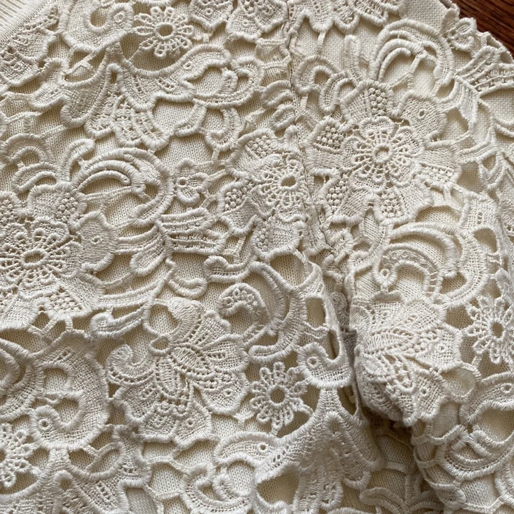 Tory Burch Cream Lace Knit Sweater